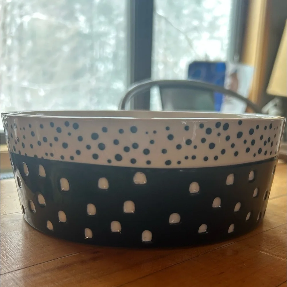 Black and White Polka Dot Stoneware Bowl